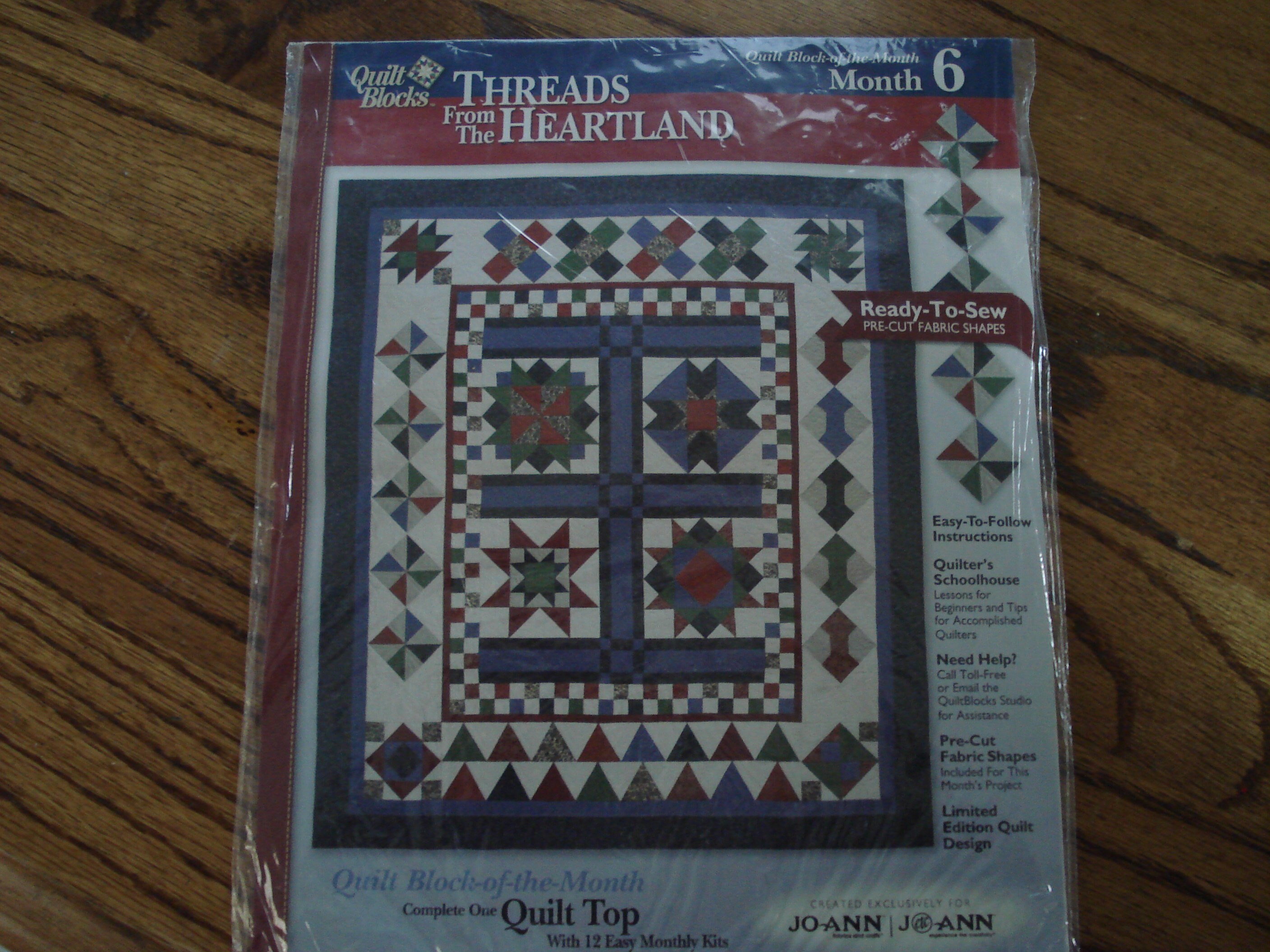 JoAnn's THREADS FROM THE HEARTLAND Quilt Block Month Kit w/fabric & instructions JoAnn's THREADS FROM THE HEARTLAND Quilt Block Month Kit w/fabric & instructions