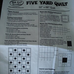 5 Yard Quilt Kit With Pattern Etsy 