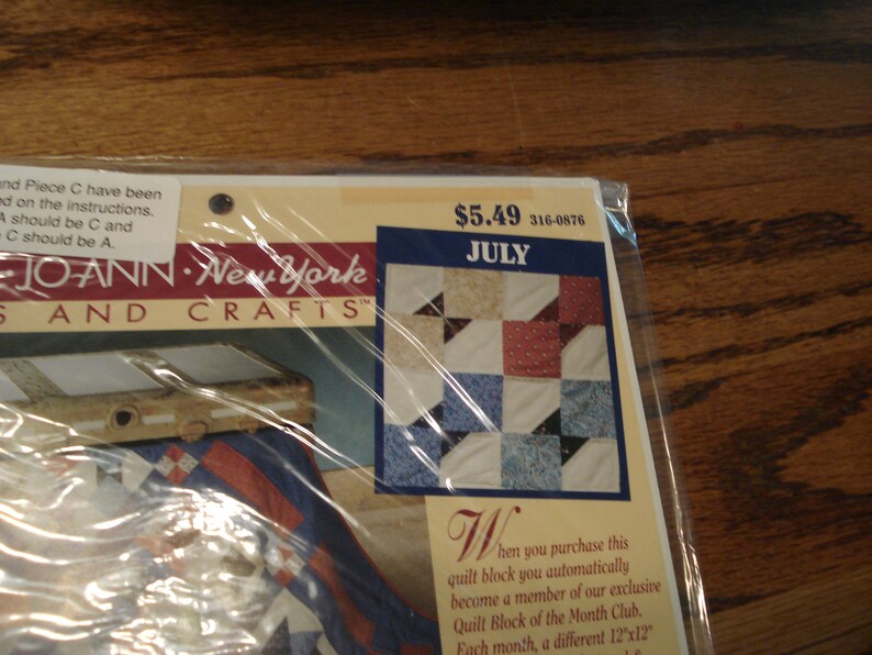 Joann Fabrics Quilt Block of the Month 1996 Etsy