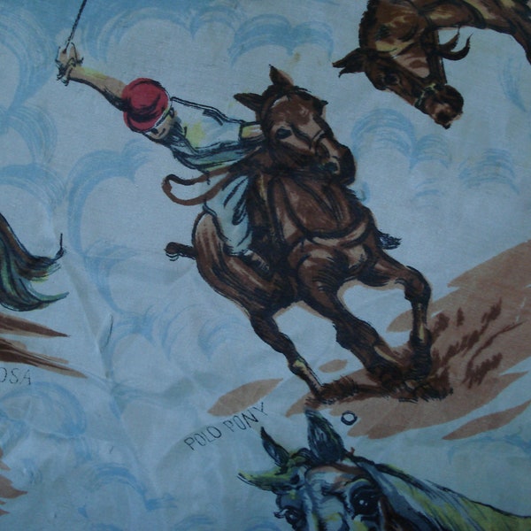 Vintage Silk Scarf with Horses