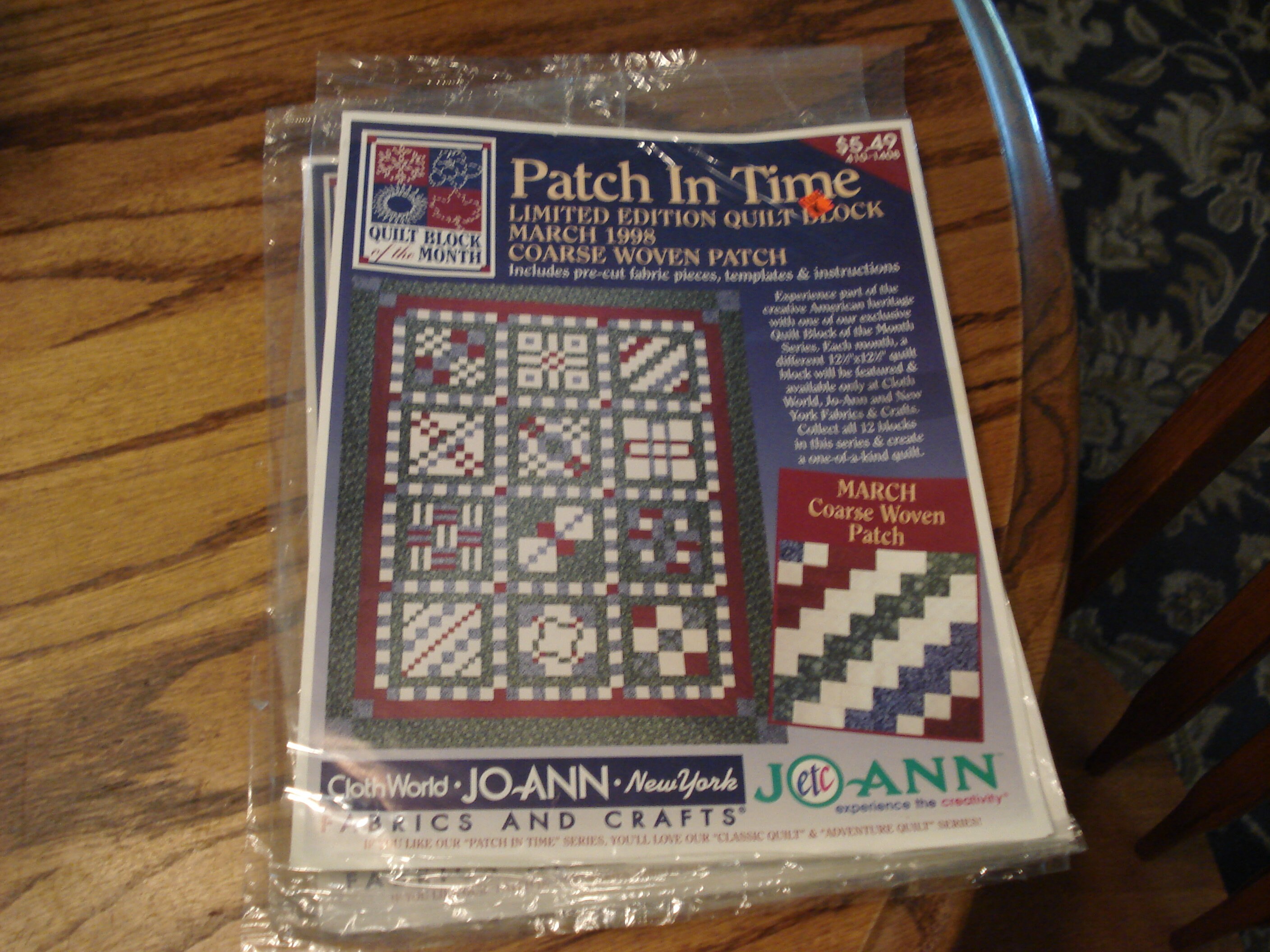 Joann Fabric's Quilt Block of the Month Patch in Time 1998 Etsy