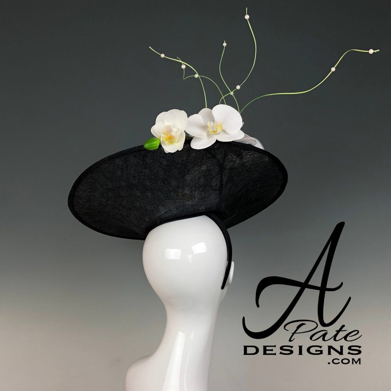 Elizabeth OOAK Sinamay Handblocked Saucer headband mounted Etsy