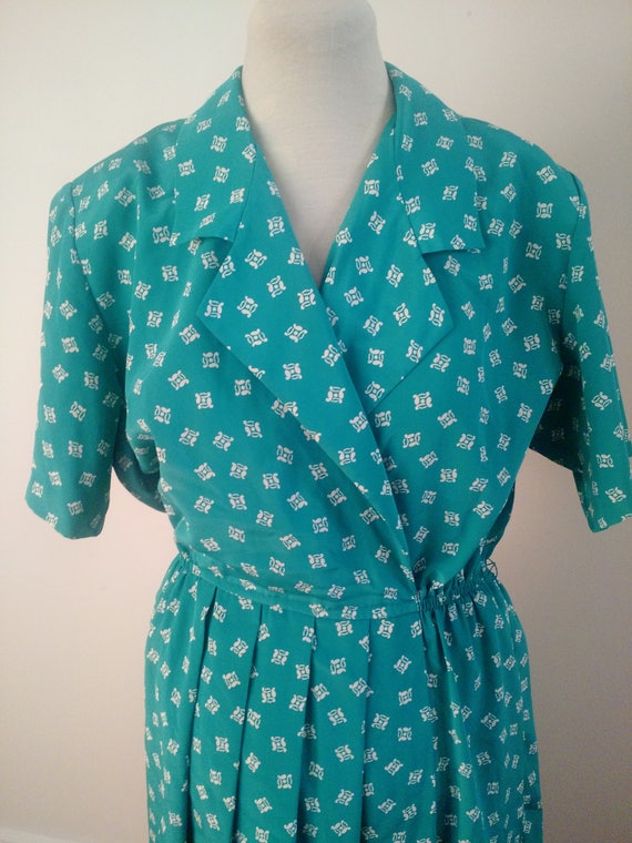 Vintage Turquoise and White Dress, One Piece with… - image 6