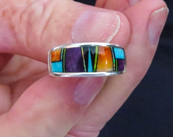 Size 8 Sterling Silver Dura Band With Sterling Silver Inlay