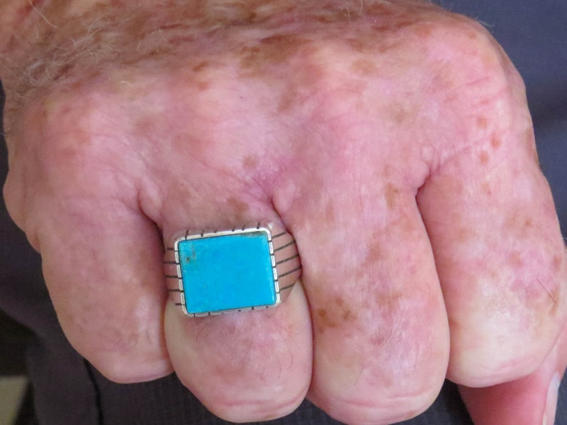 Ray Jack Men/'s Native American Turquoise Sterling Silver Ring Size 10 34 Made in the USA