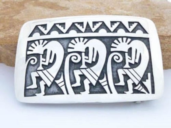 Rare Vintage Native American Hopi Signed Kingman Turquoise Sterling Silver Storyteller Bracelet Rare Vintage Native American Hopi Signed Kingman Turquoise Sterling Silver Storyteller Bracelet