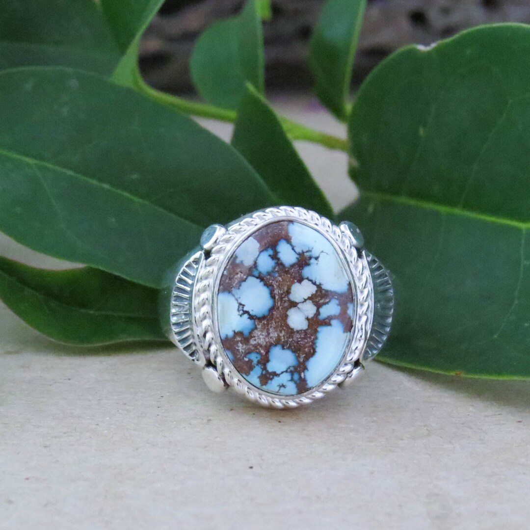 Men's Native American Navajo Golden Hill Turquoise Sterling Silver Ring ...