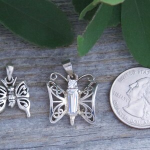Two Sterling Silver Cubic Zirconia Butterfly Pendants ON SALE