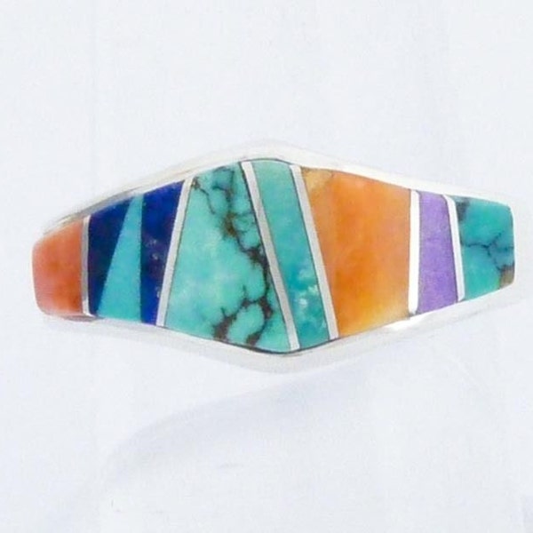 Navajo Sterling Silver Turquoise Ring Signed and Free Shipping Size  5 3/4