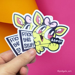 Frick This Stuff Sticker - Angry Rage Swearing Cute Kawaii Deer Furry Sticker