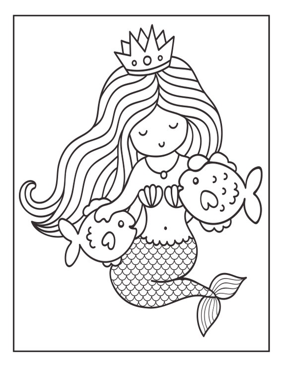 Mermaid Coloring Pages 13 Pages Etsy