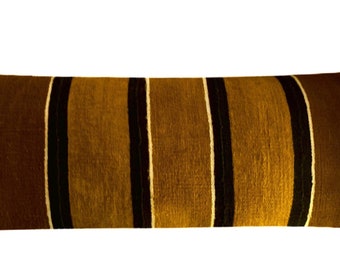 New Arrival: African Mud Cloth Stripe Wide Lumbar Pillow Cover | African Pillow | Bolster Pillow | 12” x 36 “| Global Style Home Décor | Oye