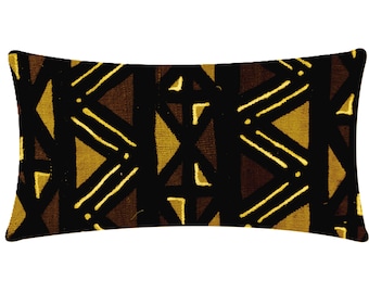 Mud Cloth Lumbar Pillow Cover | African Pillows | Tribal Cushions | Bogolan' | Afro-Bohemian Pillows | Global Style Home Décor | Afroniki'