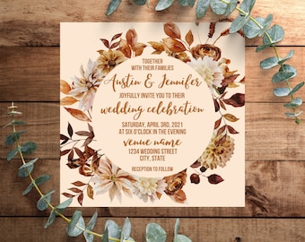 Hochzeitseinladung im Herbst zum Ausdrucken