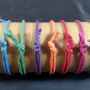 Wax Cotton Cord Bracelet Simple Adjustable Slip Knot | Choose From 10 Different Colors