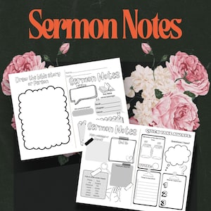 Notas de sermones imprimibles para niños, niños, escuelas, jóvenes, adolescentes, plantilla de notas de sermones para niños en formato PDF, folleto imprimible para el ministerio de la iglesia para niños, estudio