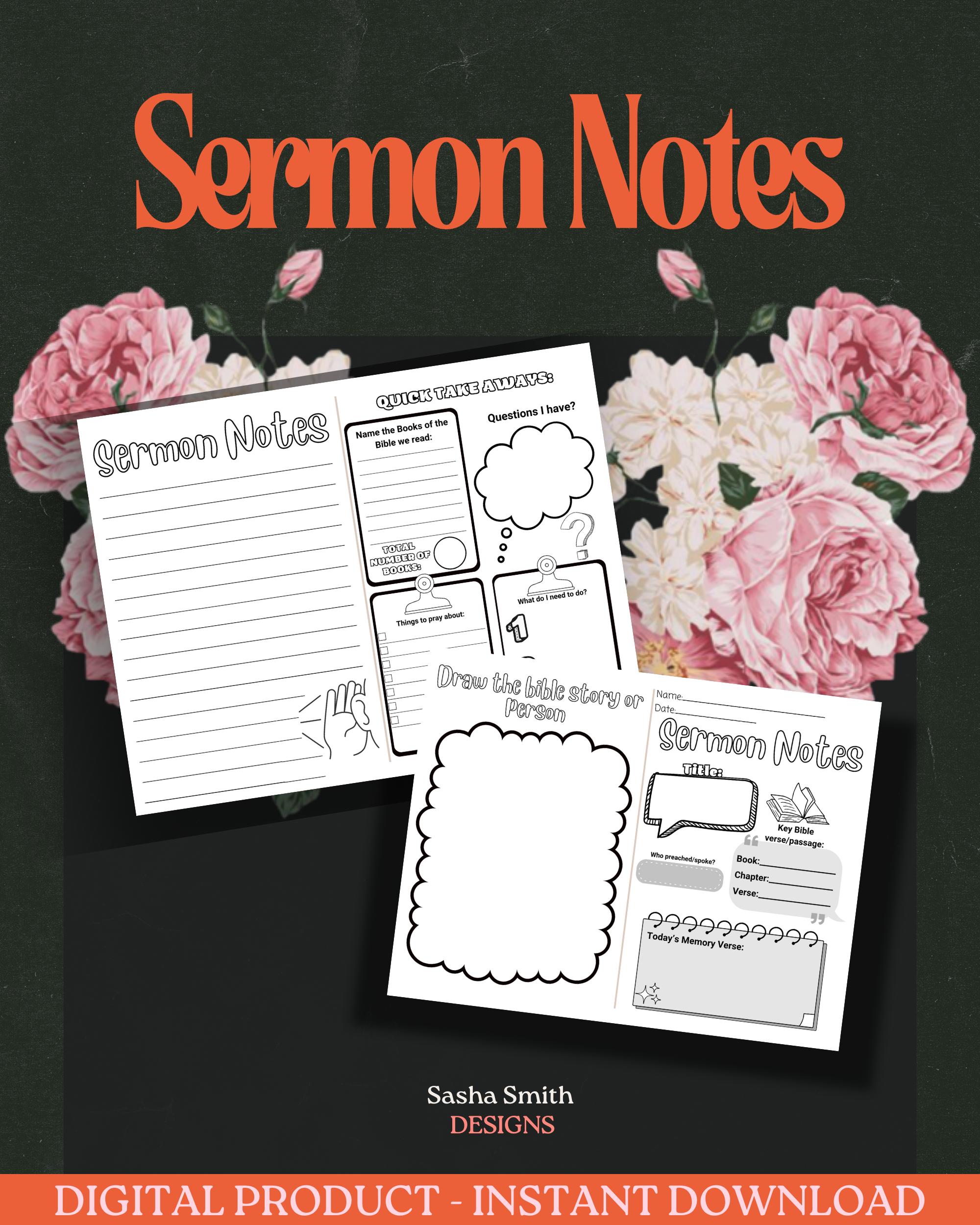 Sermon Notes Printable for Kids – Church Journal (PDF) - Yvettes Style ...