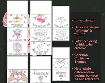 Mother's Day Coloring Cards, Printable Foldable, Bible Craft, Christian Sunday School Activity, Bible Verse, Mom Coloring Card, Church Kids