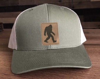Squatch Big Foot Silhouette Trucker Hat - Big Foot Mesh Back with Patch Choices of Hat Color, Patch Color