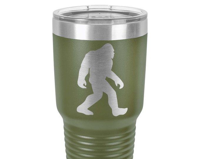 Big Foot Tumbler made of Stainless Steel with a Clear Lid Laser Engraved including Choices of 12, 20, 30 oz, 20 oz Pilsner and Color