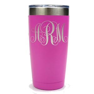 Monogram 3 Letter Tumbler Stainless Steel with Clear Lid image 1