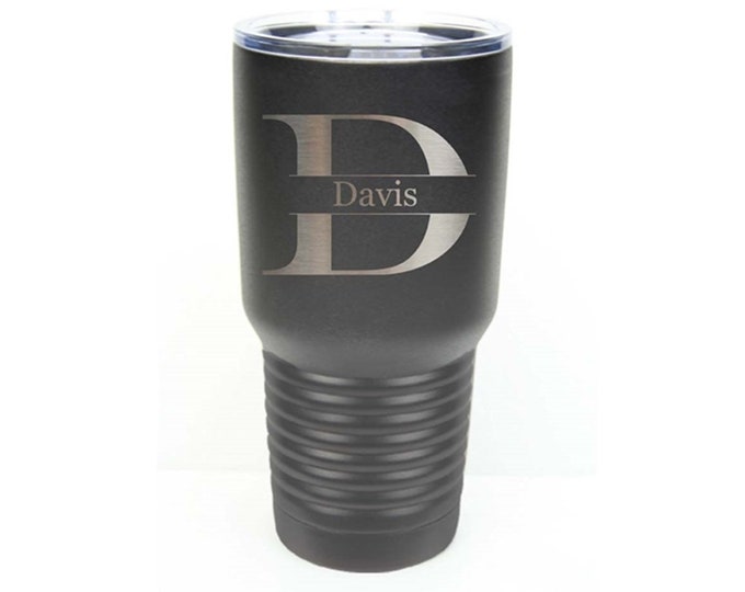 Name Tumbler - 30 ounce - Stainless Steel - Set of 4 to 15 - Laser Engraved with a Clear Lid - Choices of Color, Letter & Name