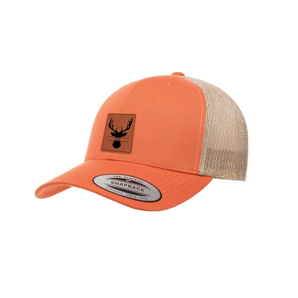Deer Hunter Hat - Mesh Back with Laser Engraved Patch including Choices of Twenty-Five Hat Colors and Fourteen Patch Colos & Text