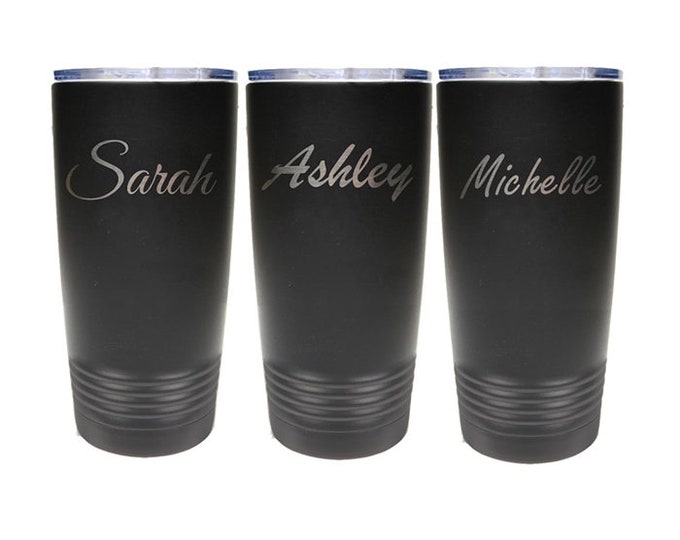 Name Tumbler - Stainless Steel with Clear Lid - Choice of 12 - 20 - 30 ounce, Colors, Name, Font & Spill Proof Slide Lid - Custom Engraved