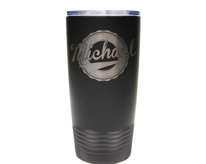 Personal Tumbler made of Stainless Steel with a Clear Lid Custom Engraved including Choices of 12 - 20 - 30 oz, Color & Spill Proof Lid
