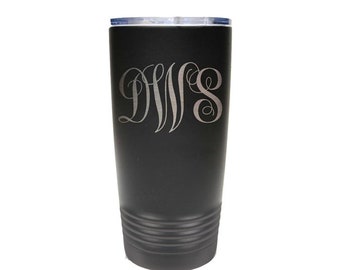 Personal Tumbler - Stainless Steel with Clear Lid - Choice of 12 - 20 - 30 ounce, Color, Letters & Spill Proof Slide Lid - Custom Engraved