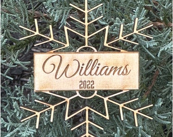 Chritsmas Ornament Snow Flake Custom Laser Cut with 2022