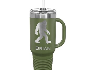 Big Foot Tumbler made of Stainless Steel with a Snap Lid and Straw 40 ounce Laser Engraved Choice of Color