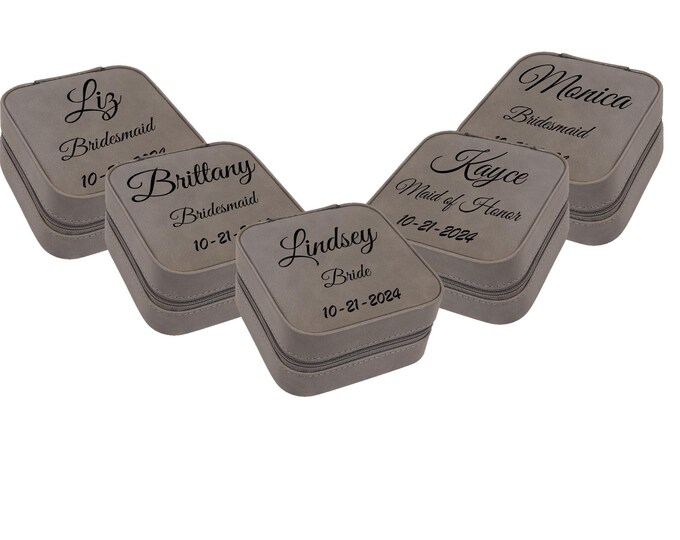 Bridesmaid Gift Jewelry Box Custom Engraved Choice of 9 Colors