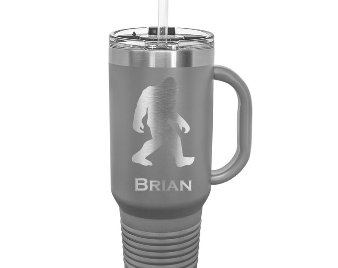 Big Foot Tumbler made of Stainless Steel with a Snap Lid and Straw 40 ounce Laser Engraved Choice of Color