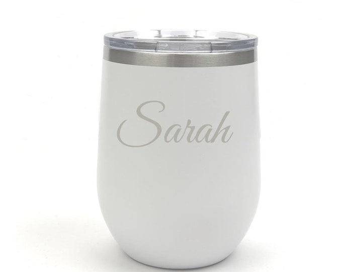 Name Tumbler Double Wall Stainless Steel w/Clear Lid - Choices of 10 - 12 - 20 - 30 ounce, Color, Text, Font & Spill Proof Lid