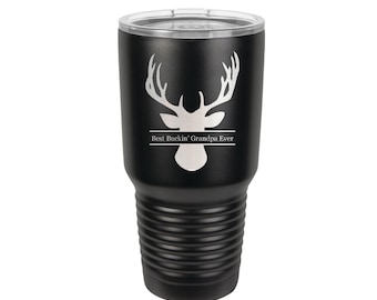 Deer Head Tumbler with Best Buckin' Saying made of Stainless Steel 30 ounce Laser Engraved - Choice of Seventeen Colors and Four Sayings