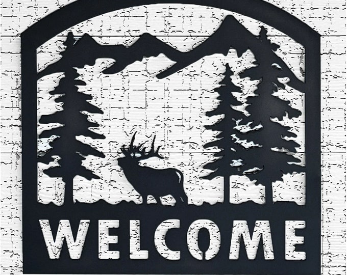 Welcome Sign, Elk, Woods, Door Sign, Front Door Decor, House Monogram