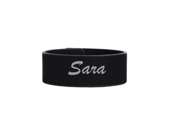 Wrist Bracelet including Choices of Color, Size, Text and Font - Personalized Custom Laser Engraved