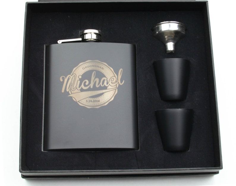 Groomsmen Gift Set of 6 Personalized Black Stainless Steel 7 Etsy
