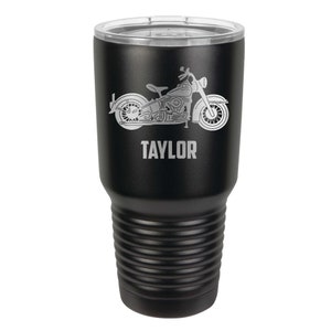 Motorcycle Design Laser Engraved on a Stainless Steel 30 ounce Tumbler Gift For the Motorcycle Rider Choice of Seventeen Tumbler Colors image 1