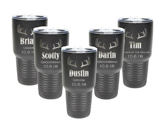 Bridal Party Custom Engraved 30 ounce Stainless Steel Tumbler with a Clear Lid - Choices of Color and Design