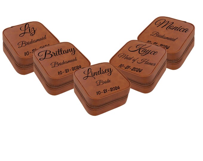 Bridesmaid Gift Jewelry Box Custom Engraved Choice of 9 Colors