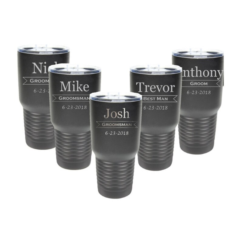 Groomsmen Tumblers, 30 ounce Groomsmen Gift, Personalized Custom Engraved, Choice of Color and Design, ANY QUANTITY 