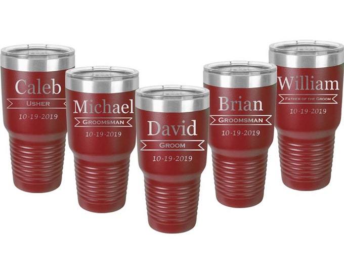 Unique Custom Engraved Design on a 30 oz Stainless Steel Tumbler with a Clear Lid - Choices of Twelve Designs & Seventeen Tumbler Colors