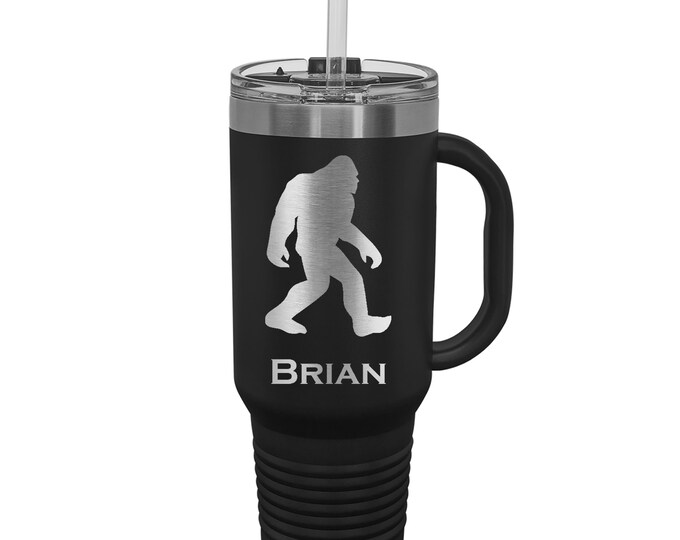 Big Foot Tumbler made of Stainless Steel with a Snap Lid and Straw 40 ounce Laser Engraved Choice of Color