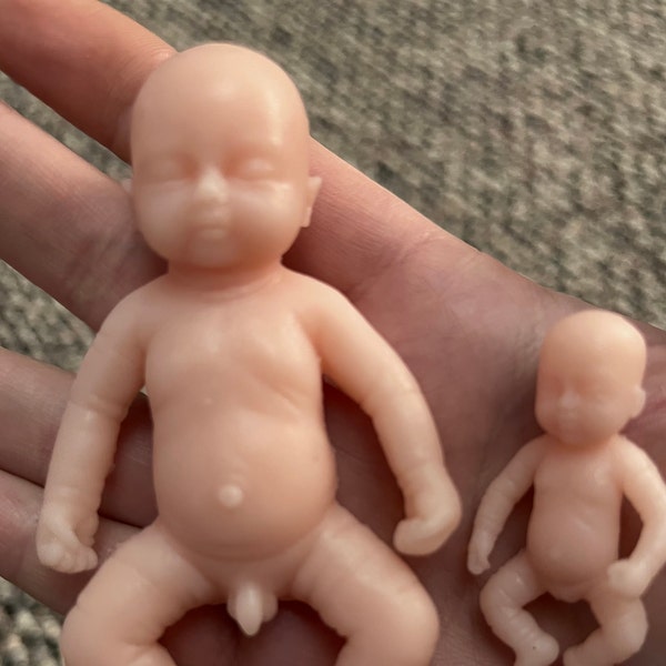 Set of 2 mini silicone baby babies for OOAK art reborn baby or fairy doll