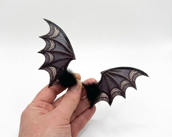 OOAK beautiful handmade glittery transparent fairy mermaid art doll Halloween bat butterfly bat dragon wings Z7