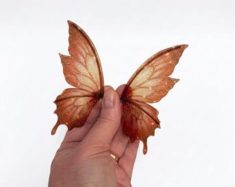 OOAK beautiful handmade glittery transparent fairy mermaid art doll butterfly bat dragon wings Y9