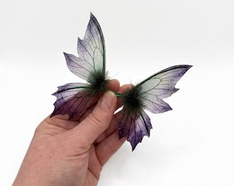 OOAK beautiful handmade glittery transparent fairy mermaid art doll butterfly bat dragon wings Z8