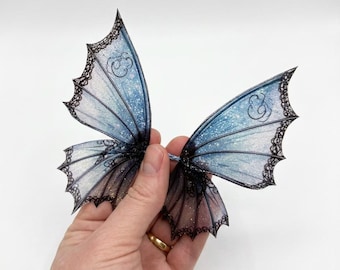 OOAK beautiful handmade glittery transparent fairy mermaid art doll butterfly dragonfly wings Z10